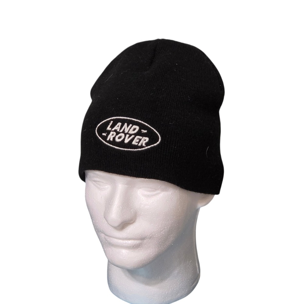 Land Rover Beanie Hat OS Black Mens Embroidered Logo Knit Skull Cap Excellent